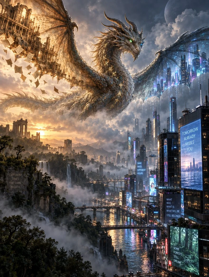 Intricate Poetic Dragon Fantasy Text